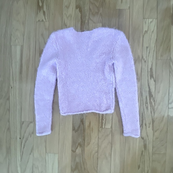 GUESS COLLECTIONS Pink Fuzzy V Neck Sweater - Picture 2 of 5